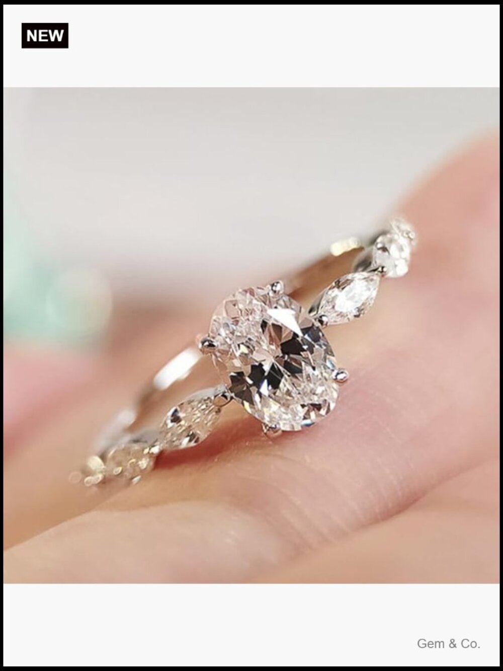 1 Carat Moissanite Solitaire Ring 18K Gold Plated Oval Cut Promise Ring